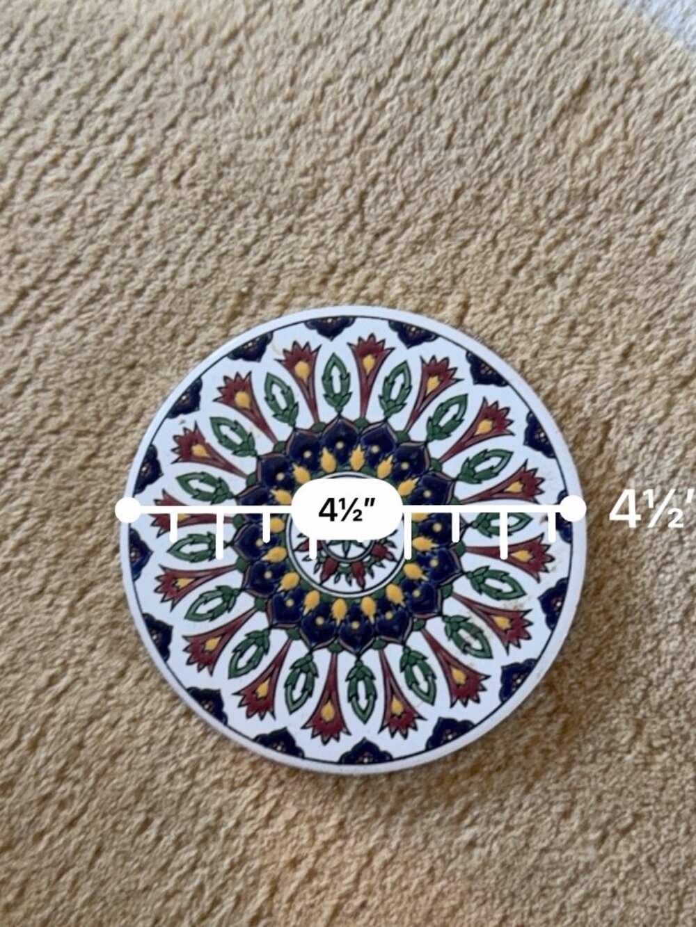 Nassos Rhodes Handmade Ceramic Decorative Wall Plate 4.5in Turkish Floral - Picture 3 of 3